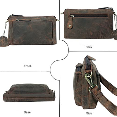 Designer Hudson & James Genuine Real Distressed Retro Small Vintage Hunter Leather Handmade Women Ladies Unisex Travel Satchel Everyday Crossover Shoulder Bag