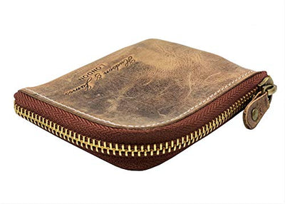 Designer Hudson & James London Real Leather Small Zippered Mens Women Wallet Slim Wallet Credit Carder Holder Purse with Gift Box