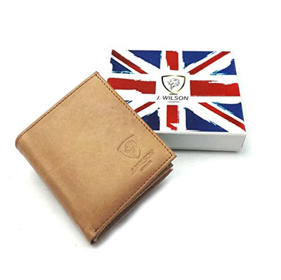 J. Wilson London RFID Blocking Mens Designer Quality Real Distressed Leather Wallet Credit Card Holder Purse Gift