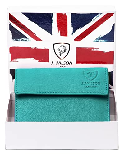 J. Wilson London Ladies RFID Safe Designer Leather Purse Card Women Wallet Zip Pocket Boxed