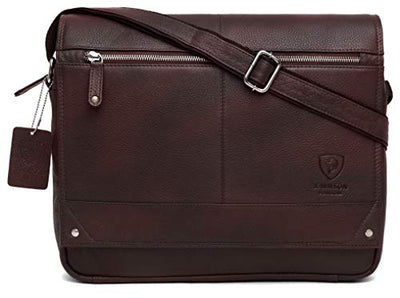 J WILSON London - Designer Genuine Real Leather 15" Laptop Handmade Unisex Crossover Flapover Everyday Crossover Work iPad Shoulder Messenger Briefcase Bag