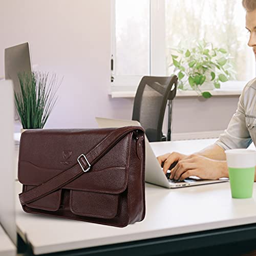 J. Wilson London - 13.5" Laptop Designer Genuine Real Nappa Handmade Unisex Crossover Flapover Everyday Crossover Work iPad Shoulder Messenger Bag