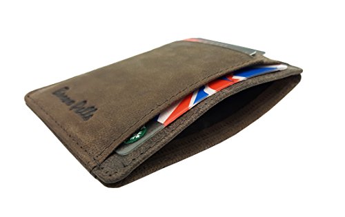 RFID Blocking Slim Front Pocket Designer Leather Wallet for Men Mini Credit Card Holder Case