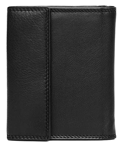 Ladies RFID Safe Designer Soft Leather Purse Card Women Clutch Wallet with Zip Pocket Gift Boxed (Jet Black)