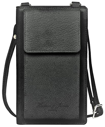 Genuine Leather Phone Bag, Real Leather Phone Purse, Small Mobile Phone Ladies Cross Body Shoulder Bag Wallet for Women with Adjustable Detachable Strap