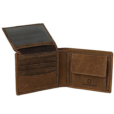 J Wilson London Worlds Best DAD Certified Mens Genuine Distressed Hunter Leather Wallet with Coin Purse Gift Boxed