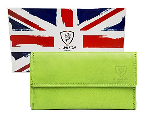 J. Wilson London Ladies RFID Safe Designer Leather Purse Card Women Wallet Zip Pocket Boxed