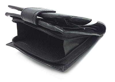 ODS:UK® MENS BLACK GENUINE REAL LEATHER WALLET WITH LARGE ZIP AROUND COIN POCKET/POUCH