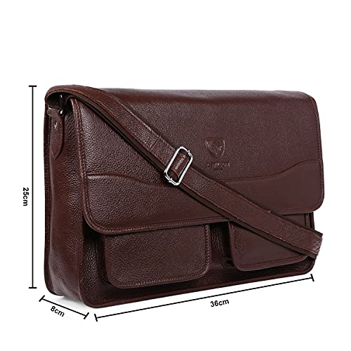 J. Wilson London - 13.5" Laptop Designer Genuine Real Nappa Handmade Unisex Crossover Flapover Everyday Crossover Work iPad Shoulder Messenger Bag