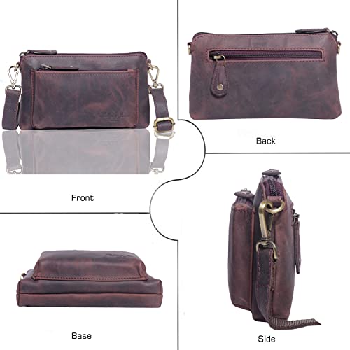 Designer Hudson & James Genuine Real Distressed Retro Small Vintage Hunter Leather Handmade Women Ladies Unisex Travel Satchel Everyday Crossover Shoulder Bag