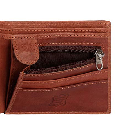 Mens Designer J Wilson RFID Blocking Genuine Real Leather Wallet with Zip Coin Pocket/Pouch Gift Boxed