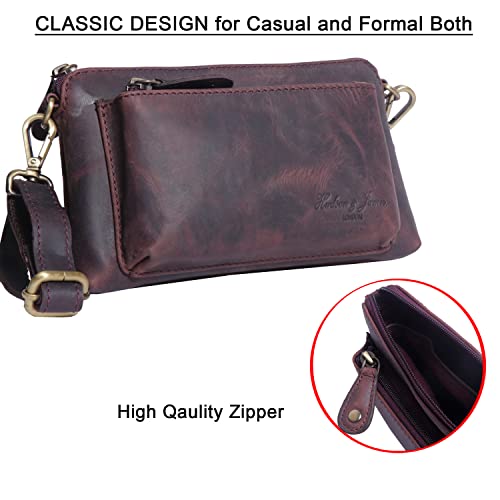 Designer Hudson & James Genuine Real Distressed Retro Small Vintage Hunter Leather Handmade Women Ladies Unisex Travel Satchel Everyday Crossover Shoulder Bag