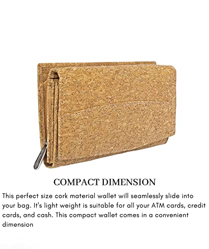 Ladies Cork Vegan RFID Blocking Card Holder Wallet Purse Card Women Wallet