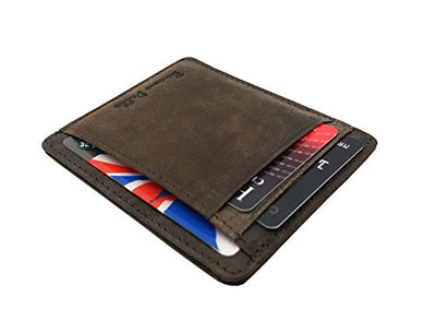 RFID Blocking Slim Front Pocket Designer Leather Wallet for Men Mini Credit Card Holder Case