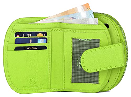 J. Wilson London Ladies RFID Safe Designer Leather Purse Card Women Wallet Zip Pocket Boxed