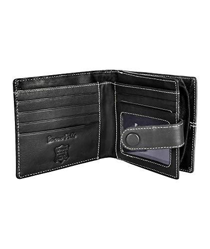 Leather Mens Wallet with RFID Leather Wallets for Men Designer BUONO PELLE Genuine Real Leather Wallet with Large Zip Coin Pocket/Pouch Gift Boxed