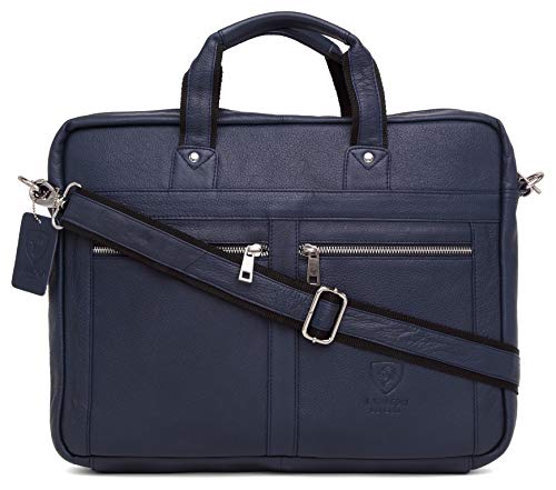 J WILSON London - Designer Genuine Real Distressed Leather 15" Laptop Handmade Unisex Crossover Flapover Everyday Crossover Work iPad Shoulder Messenger Briefcase Bag