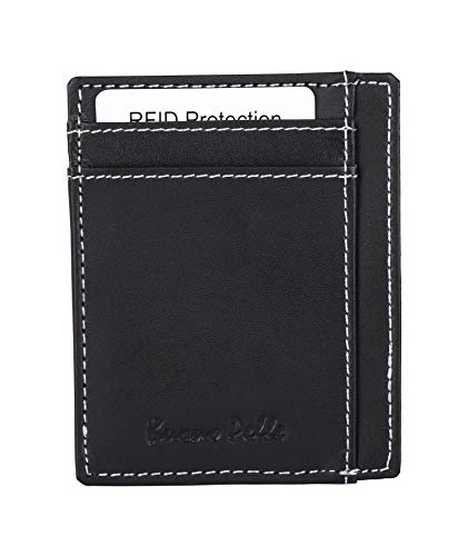 RFID Blocking Slim Front Pocket Designer Leather Wallet for Men Mini Credit Card Holder Case