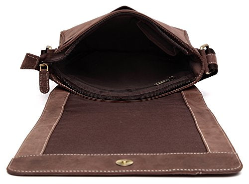 J. Wilson London 100% Pure Genuine Real Blue Textured Cow Leather Handmade Mens Leather Flapover Everyday Crossover Shoulder Work iPad Messenger Bag (Brown)