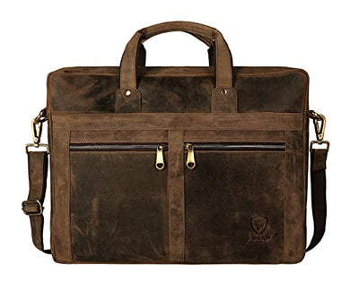 J WILSON London - Designer Genuine Real Distressed Leather 15" Laptop Handmade Unisex Crossover Flapover Everyday Crossover Work iPad Shoulder Messenger Briefcase Bag