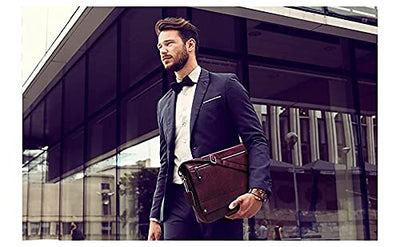 J WILSON London - Designer Genuine Real Leather 15" Laptop Handmade Unisex Crossover Flapover Everyday Crossover Work iPad Shoulder Messenger Briefcase Bag