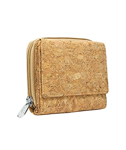 Ladies Designer Hudson & James Cork Vegan RFID Blocking Shield Compact Card Holder Wallet Purse Multi Card Women Clutch Wallet with Phone Pocket