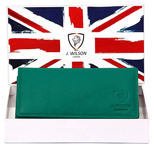 J. Wilson London Ladies RFID Protection Real Leather Purse Card Women Wallet Zip Coin Pocket