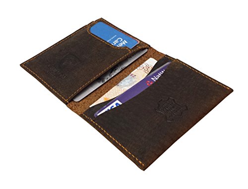 Designer J WILSON London HAND CRAFTED Real Leather Mens Wallet Credit Carder Holder Bifold Slim Raw Oiled Hunter Purse With Gift Box