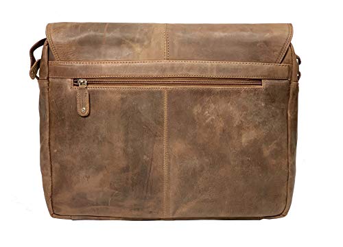 J WILSON London - Designer Genuine Real Leather 15" Laptop Handmade Unisex Crossover Flapover Everyday Crossover Work iPad Shoulder Messenger Briefcase Bag