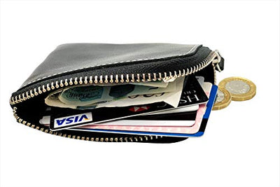 Designer Hudson & James London Real Leather Small Zippered Mens Women Wallet Slim Wallet Credit Carder Holder Purse with Gift Box