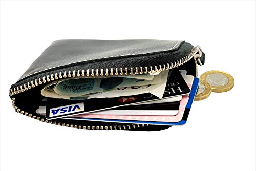 Designer Hudson & James London Real Leather Small Zippered Mens Women Wallet Slim Wallet Credit Carder Holder Purse with Gift Box