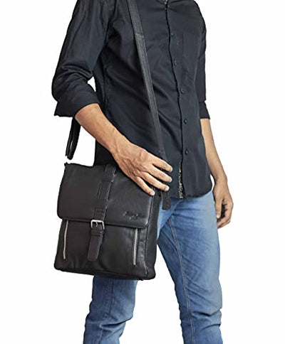 Hudson & James - Leather Designer Genuine Real Napa Handmade Unisex Cross Body Everyday Crossover Work iPad Shoulder Messenger Bag