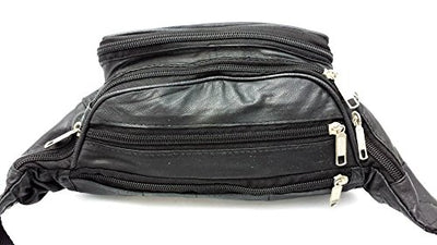 ODS:UK® REAL LEATHER BUM WAIST BAG TRAVEL HOLIDAY MONEY BELT POUCH BLACK CHANGE BUMBAG