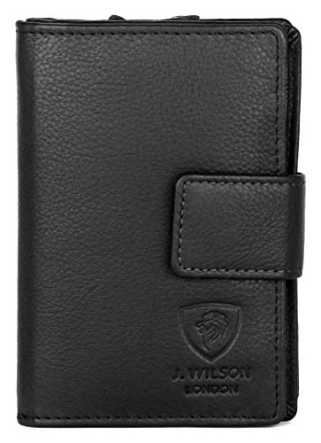 J. Wilson London Ladies RFID Safe Designer Leather Purse Card Women Wallet Zip Pocket Boxed