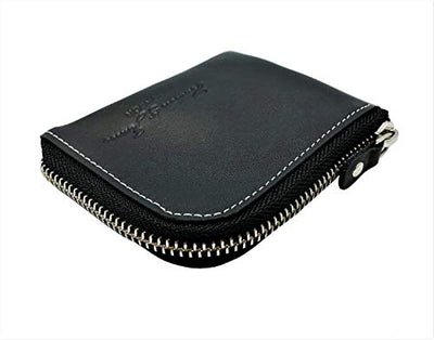 Designer Hudson & James London Real Leather Small Zippered Mens Women Wallet Slim Wallet Credit Carder Holder Purse with Gift Box