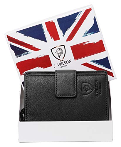 J. Wilson London Ladies RFID Safe Designer Leather Purse Card Women Wallet Zip Pocket Boxed