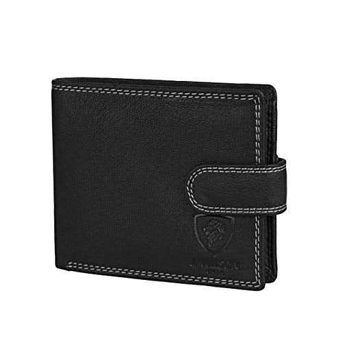 J. Wilson London RFID Blocking Protection Genuine Leather Mens Wallet with Zip Coin Pocket Gift Boxed