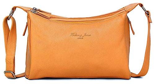 Hudson & James Designer Genuine Leather Women Ladies Travel Satchel Everyday Crossover Cross body Work iPad Shoulder Handbag Bag