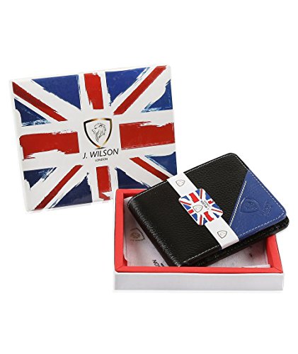 J. Wilson London Designer Mens Wallet Leather RFID Safe Contactless Card Blocking ID Protection