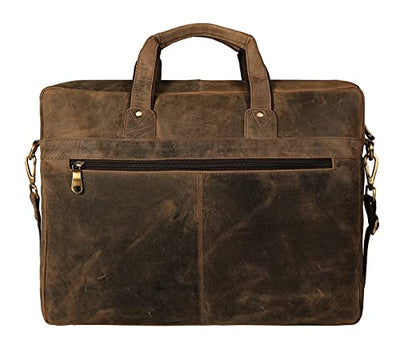 J WILSON London - Designer Genuine Real Distressed Leather 15" Laptop Handmade Unisex Crossover Flapover Everyday Crossover Work iPad Shoulder Messenger Briefcase Bag