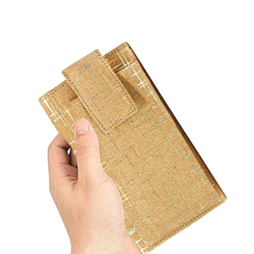 Ladies Designer Hudson & James Cork Vegan RFID Blocking Shield Compact Card Holder Wallet Purse Multi Card Women Clutch Wallet with Phone Pocket