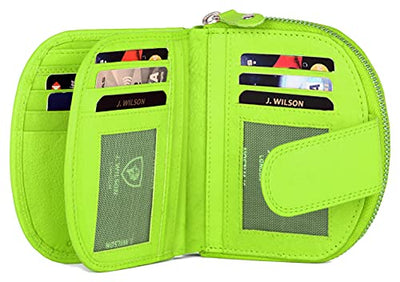 J. Wilson London Ladies RFID Safe Designer Leather Purse Card Women Wallet Zip Pocket Boxed