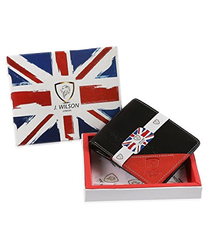 J. Wilson London Designer Mens Wallet Leather RFID Safe Contactless Card Blocking ID Protection