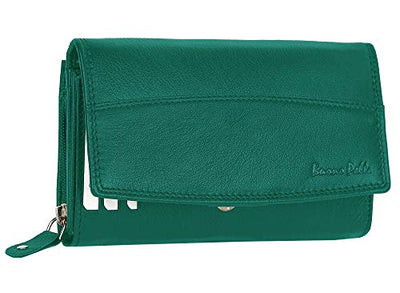 Buono Pelle Ladies Designer Luxury Quality Soft Nappa Leather Purse Card Women Clutch Wallet with Zip Pocket Gift Boxed