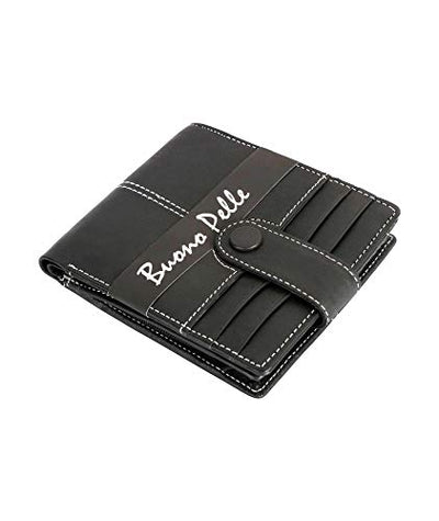 Leather Mens Wallet with RFID Leather Wallets for Men Designer BUONO PELLE Genuine Real Leather Wallet with Large Zip Coin Pocket/Pouch Gift Boxed