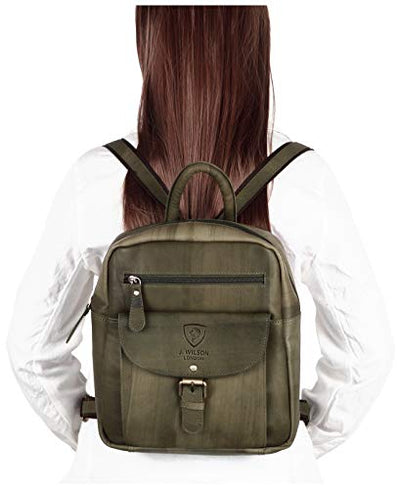 Ladies Backpack J Wilson London Leather Backpack for Women Girls Schoolbag Casual Daypack School Bag Satchel