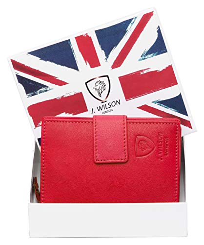 J. Wilson London Ladies RFID Safe Designer Leather Purse Card Women Wallet Zip Pocket Boxed