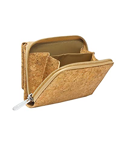 Ladies Designer Hudson & James Cork Vegan RFID Blocking Shield Compact Card Holder Wallet Purse Multi Card Women Clutch Wallet with Phone Pocket