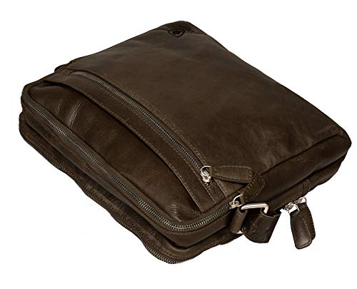 100% Pure Genuine Real Vintage Vegetable Tanned Leather Handmade Mens Womens Leather Flapover Everyday Cross Body Shoulder Work iPad Messenger Bag