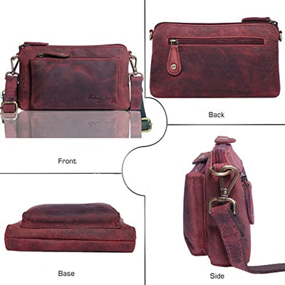 Designer Hudson & James Genuine Real Distressed Retro Small Vintage Hunter Leather Handmade Women Ladies Unisex Travel Satchel Everyday Crossover Shoulder Bag